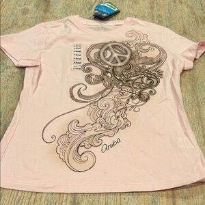 Pink Aruba  Graphic T-Shirt with Peace Sign